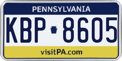 PA license plate KBP8605