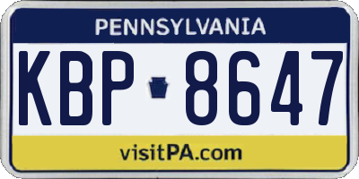 PA license plate KBP8647
