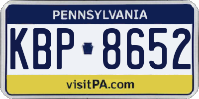 PA license plate KBP8652