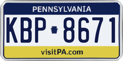 PA license plate KBP8671