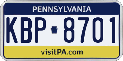PA license plate KBP8701