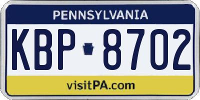 PA license plate KBP8702
