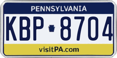 PA license plate KBP8704