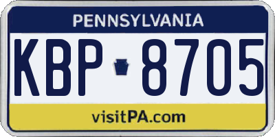 PA license plate KBP8705