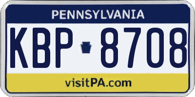 PA license plate KBP8708