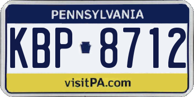 PA license plate KBP8712
