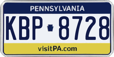 PA license plate KBP8728