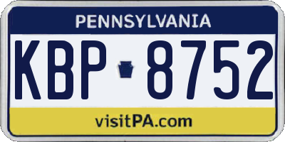 PA license plate KBP8752