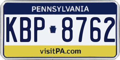 PA license plate KBP8762
