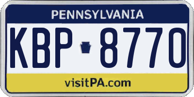PA license plate KBP8770