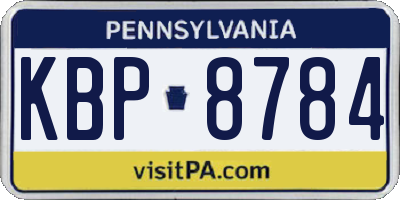 PA license plate KBP8784