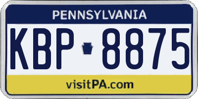PA license plate KBP8875