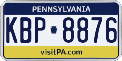 PA license plate KBP8876