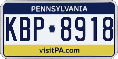 PA license plate KBP8918