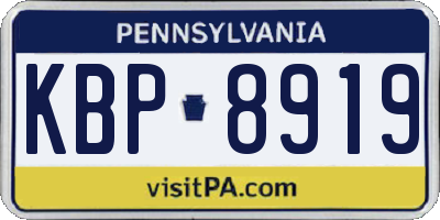 PA license plate KBP8919