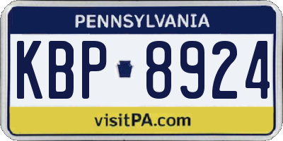 PA license plate KBP8924