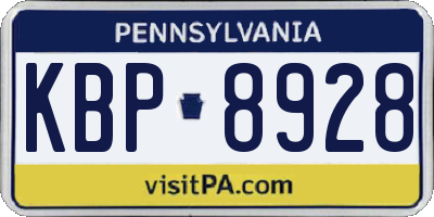 PA license plate KBP8928