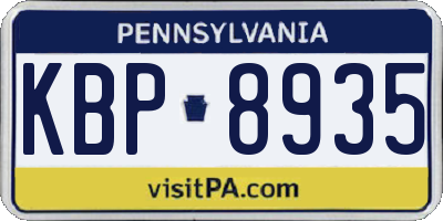PA license plate KBP8935