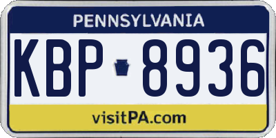 PA license plate KBP8936