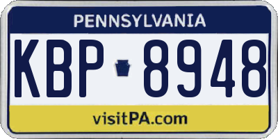 PA license plate KBP8948
