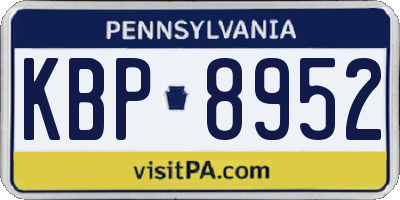 PA license plate KBP8952