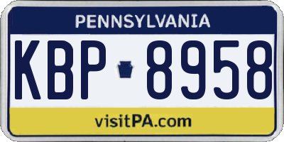 PA license plate KBP8958