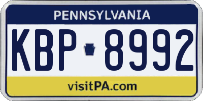 PA license plate KBP8992