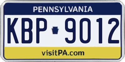 PA license plate KBP9012