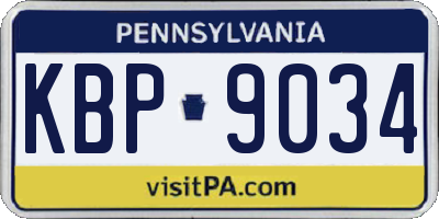 PA license plate KBP9034