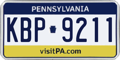 PA license plate KBP9211