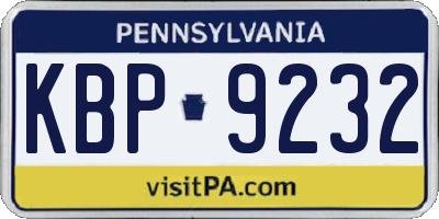 PA license plate KBP9232