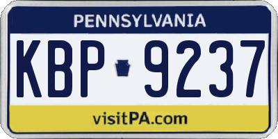 PA license plate KBP9237