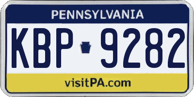 PA license plate KBP9282
