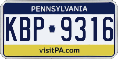 PA license plate KBP9316