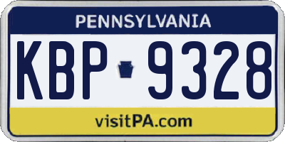PA license plate KBP9328