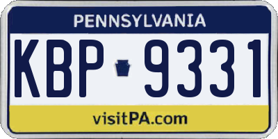 PA license plate KBP9331