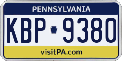 PA license plate KBP9380