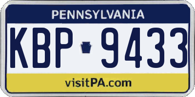 PA license plate KBP9433