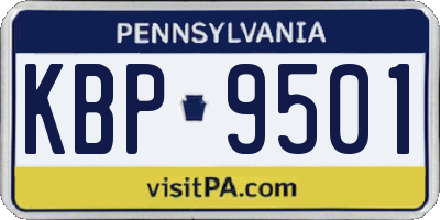 PA license plate KBP9501