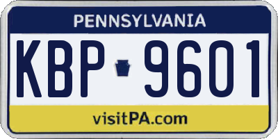 PA license plate KBP9601