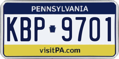 PA license plate KBP9701