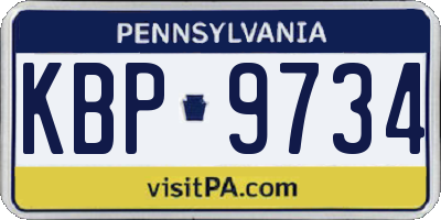 PA license plate KBP9734
