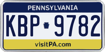 PA license plate KBP9782