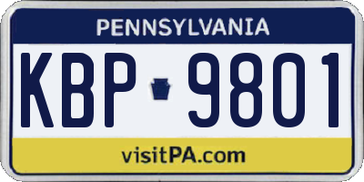PA license plate KBP9801