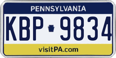 PA license plate KBP9834