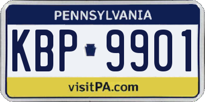 PA license plate KBP9901