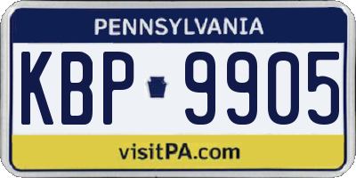 PA license plate KBP9905