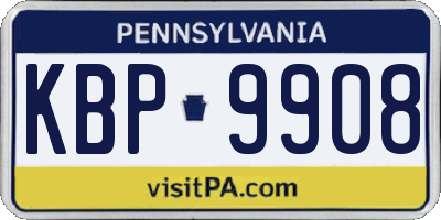 PA license plate KBP9908