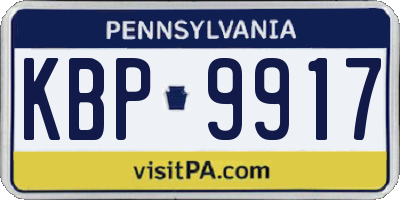 PA license plate KBP9917