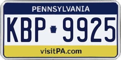 PA license plate KBP9925